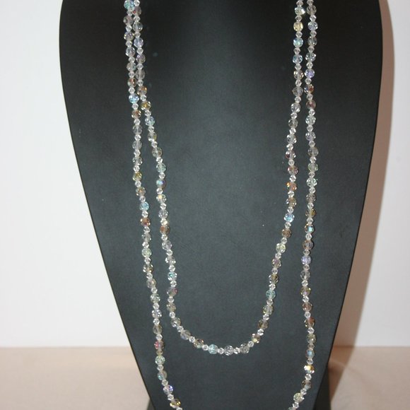 68" Opera Length Rainbow Aurora Crystal -like Beaded Necklace Item #7 - Picture 3 of 4